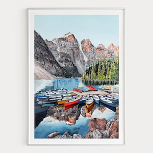 Banff National Park Watercolor Print, Canada Wall Art, Alberta Landscape Painting, Canadian Decor