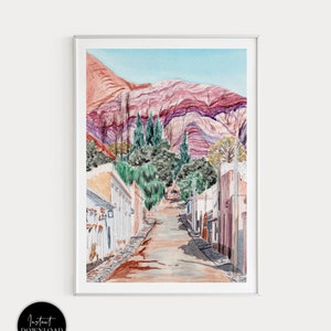 Impresión de Jujuy, arte mural de Argentina, Purmamarca, impresión artística de Argentina, impresión de acuarela, arte de Jujuy, paisaje de Argentina, regalo de viaje