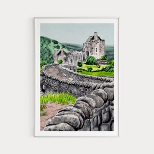 Eilean Donan Castle Print, Scotland Wall Art, Watercolor Print, Scotland Art, Scotland Landscape, Europe Print, Travel Gift