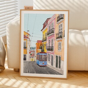 Lisbon Print, Portugal Wall Art, Lisbon Watercolor Cityscape, Portuguese Mediterranean Decor, Travel Gift image 6