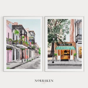 New Orleans Set of 2 Art Prints, Watercolor Painting, New Orleans Wall Art, Louisiana Decor, USA Art, New Orleans Cityscape, Travel Gift