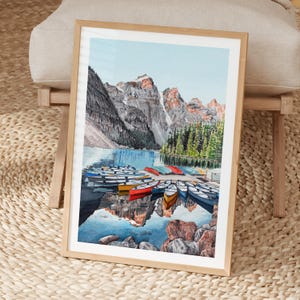 Impression aquarelle du parc national Banff, art mural Canada, peinture de paysage de l'Alberta, décoration canadienne image 3