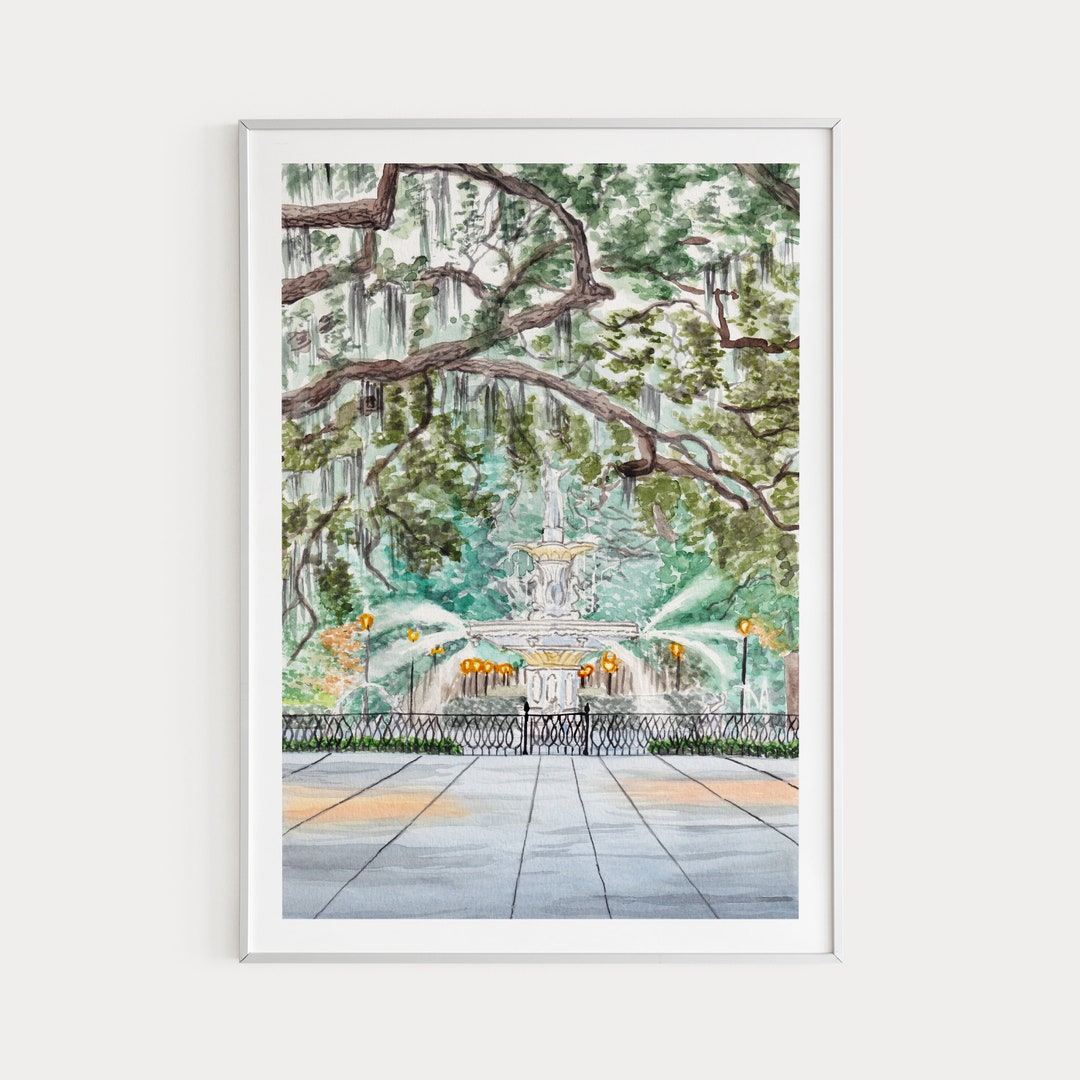 Savannah Print, Forsyth Park Fountain, Wall Art, Savannah