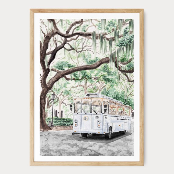 Savannah Print, Georgia Wall Art, Savannah Watercolor Cityscape, Southern Decor, Travel Gift, NorrskenArt