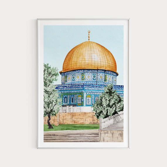 Al Aqsa Mosque Print, Jerusalem Wall Art, Al Aqsa Mosque Painting, Religious Wall Decor, Jerusalem Cityscape, Jerusalem Decor, Travel Gift