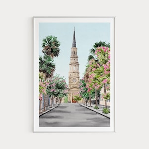 Charleston Print, South Carolina Wall Art, Watercolor Painting, Charleston Cityscape, US Wall Decor, South Carolina Art, Travel Gift