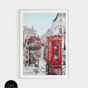 London Art Print, England Wall Art, Red Telephone Booth, London Wall Art, London Print, England Print, Europe Print, London, Travel Gift