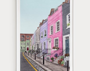 Schnürsenkel-Aquarelldruck, London, London, England, London, England - Eine englische Stadtlandschaft