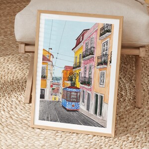 Lisbon Print, Portugal Wall Art, Lisbon Watercolor Cityscape, Portuguese Mediterranean Decor, Travel Gift image 5