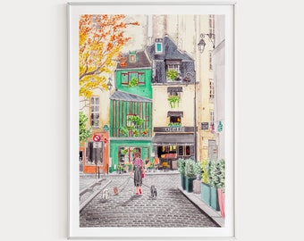 Odette Cafe, Paris Art Print, France Wall Art, Paris Print, Paris Wall Art, Paris Art, Parisian Art, Europe Print, France Print, Travel Gift