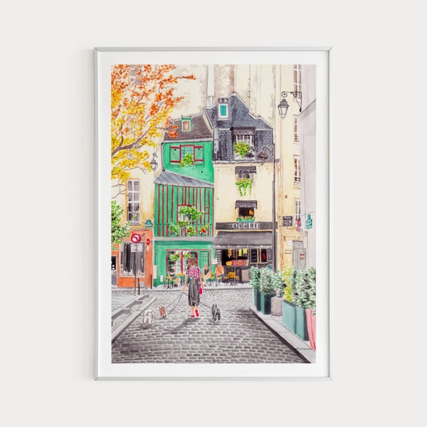 Odette Cafe, Impresión de arte de París, Arte de pared de Francia, Impresión de París, Arte de pared de París, Arte de París, Arte parisino, Impresión de Europa, Impresión de Francia, Regalo de viaje