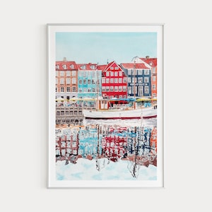 Copenhagen Denmark, Copenhagen Print, Copenhagen Art Print, Denmark Print, Copenhagen, Europe Print, Scandinavian Print, Travel Gift