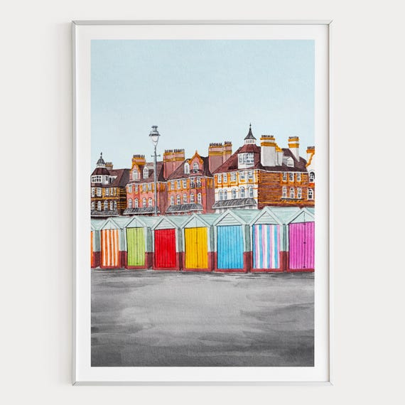 Brighton Watercolor Print, UK Wall Art, English Cityscape Painting, United Kingdom Coastal Decor, Digital Download | NorrskenArt