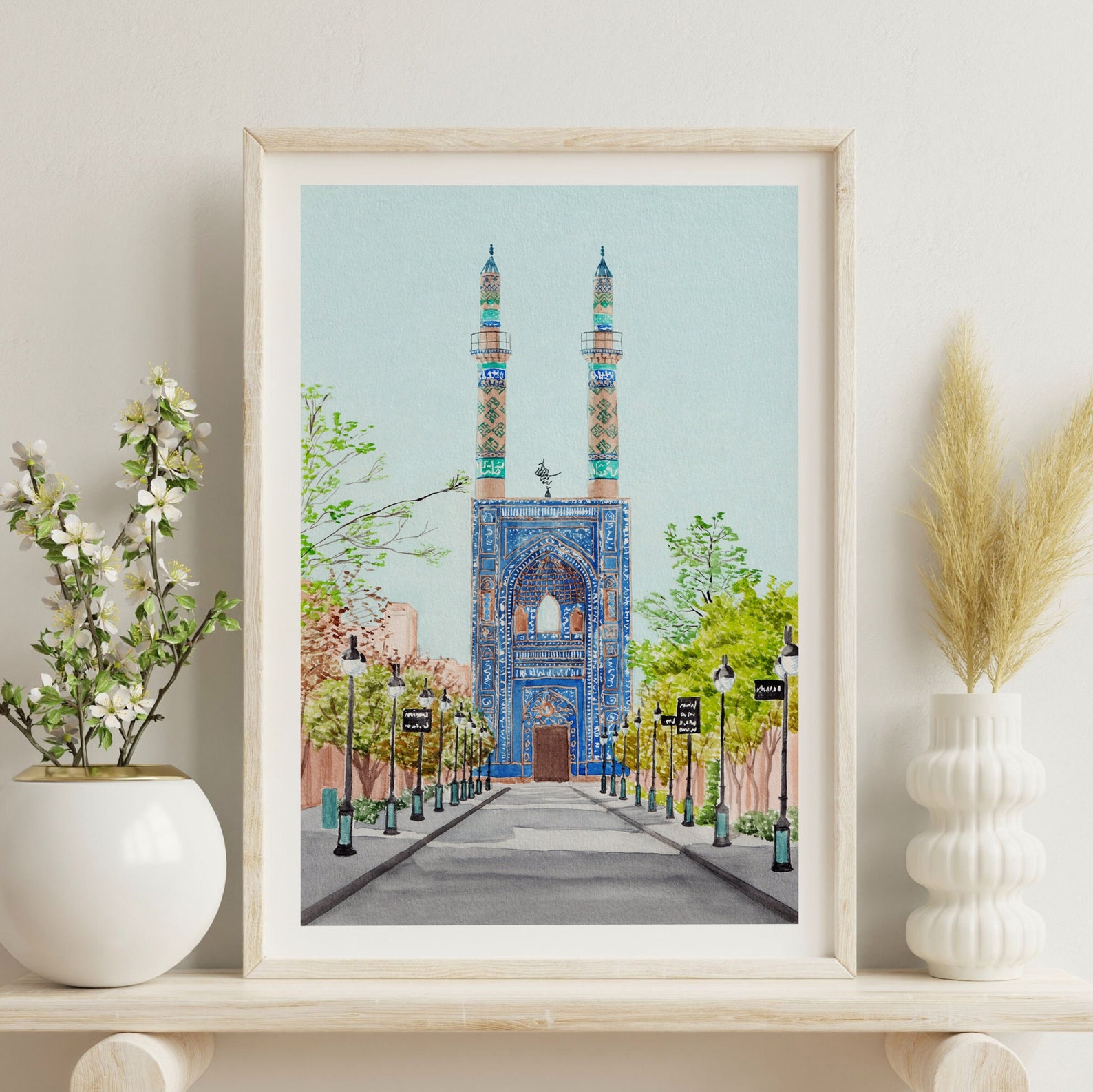 Yazd Print, Iran Wall Art, Watercolor Painting, Iran Decor, Persian Art ...