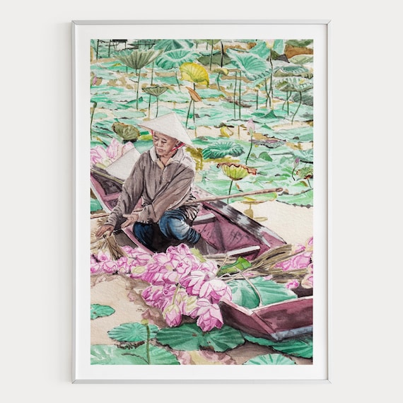 ベトナムの水彩画、ベトナムの壁画、ベトナムの伝統的な市場のアート