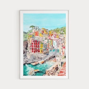 Cinque Terre Print, Italy Wall Art, Cinque Terre Landscape, Italian Riviera, Italy Art, Cinque Terre Painting, Housewarming Gift