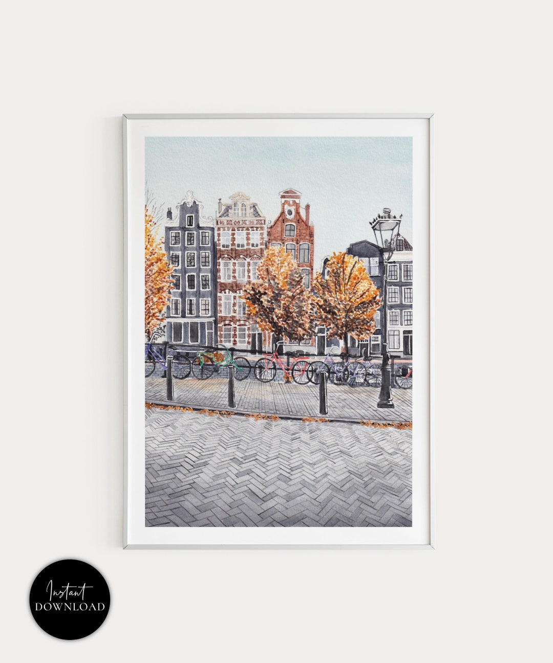 Amsterdam Art Print Netherlands Print Fall Wall Decor Etsy