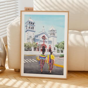 Juayua Watercolor Print, El Salvador Wall Art, Juayua Cityscape Painting, Travel Gift image 6