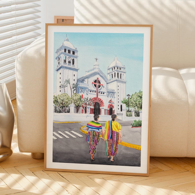 Juayua Watercolor Print, El Salvador Wall Art, Juayua Cityscape Painting, Travel Gift image 6