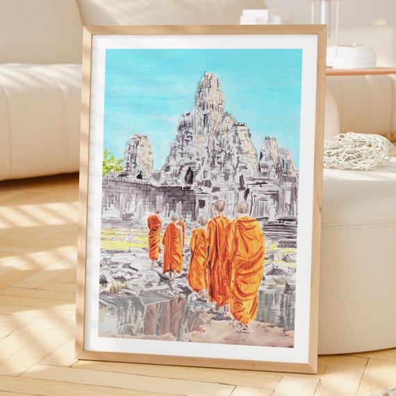 カンボジア風景 水彩画 【公式通販】