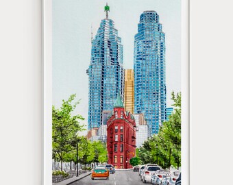 Toronto Watercolor Print, Canada Wall Art, Toronto Cityscape Painting, Canadian Decor, Travel Gift