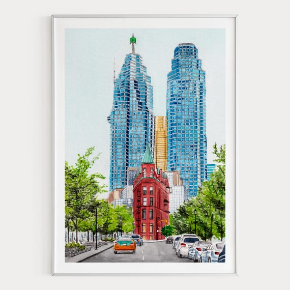 Toronto Watercolor Print, Canada Wall Art, Toronto Cityscape Painting, Canadian Decor, Travel Gift