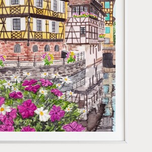 Strasbourg Print, France Wall Art, Watercolor Print, Strasbourg Cityscape Painting, French Decor image 3