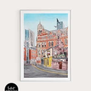 Manchester Print, England Wall Art, Manchester Art Print, UK Print, Manchester Cityscape, England Art Print, Travel Gift, Europe Print