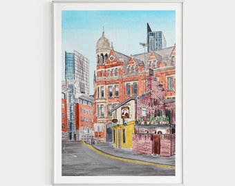 Manchester Print, England Wall Art, Manchester Art Print, UK Print, Manchester Cityscape, England Art Print, Travel Gift, Europe Print