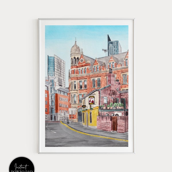 Manchester Print, England Wall Art, Manchester Art Print, UK Print, Manchester Cityscape, England Art Print, Travel Gift, Europe Print