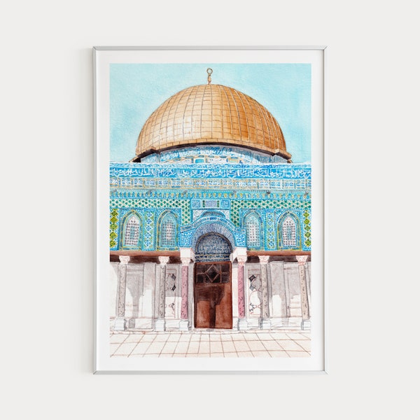 Al Aqsa Mosque Art Print, Palestine Print, Jerusalem Wall Art, Al Aqsa Mosque Painting, Islamic Wall Art, Mosque Print, Islamic Print