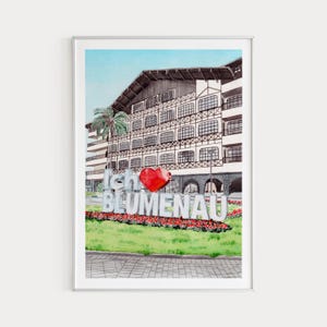 Blumenau Print, Brazil Art Print, Blumenau Cityscape, Brazil Wall Art, South America Print, Brazil Print, Travel Gift, Brazilian Art
