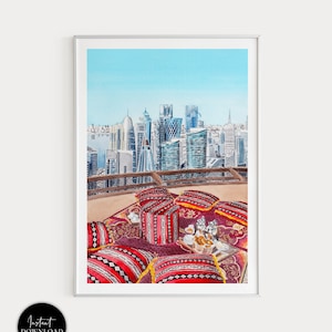 Doha Print, Qatar Wall Art, Middle East Print, Doha Cityscape, Qatar Doha, Travel Gift, Qatar Print, Doha Wall Art, Qatar Art, Doha Painting