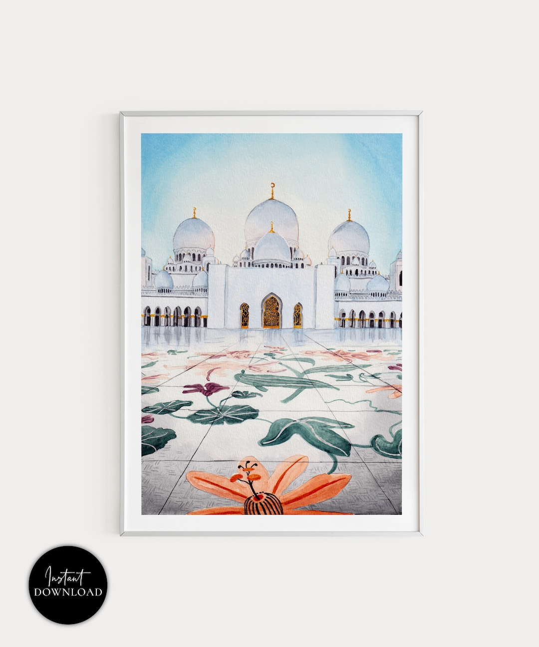 Sheikh Zayed Grand Mosque Print, Abu Dhabi Wall Art, UAE Print, Sheikh
