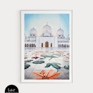 Sheikh Zayed Grand Mosque Print, Abu Dhabi Wall Art, UAE Print, Sheikh Zayed Painting, Abu Dhabi Print, United Arab Emirates, Travel Gift