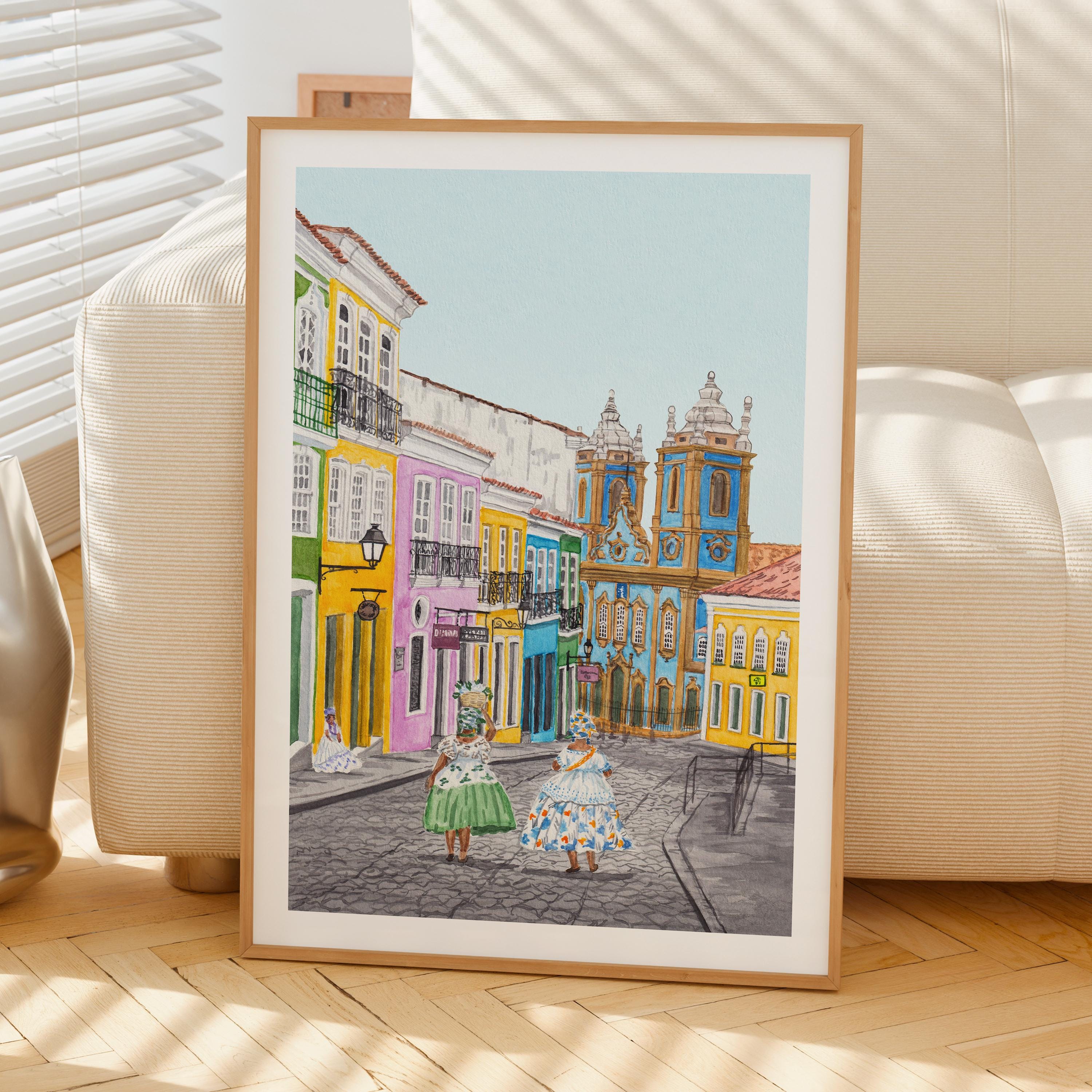 Salvador De Bahia Watercolor Print, Brazil Wall Art, Salvador