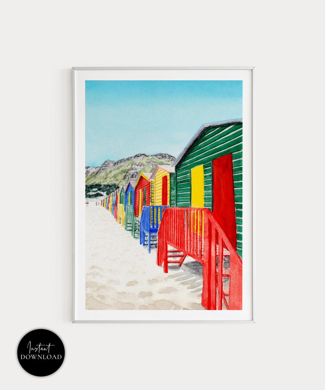 Muizenberg Beach Print, Cape Town Wall Art, South Africa Art Print, Muizenberg Painting, Cape