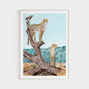 Uganda Print, Kidepo Valley Park, Watercolor Painting, Uganda Wall Art, Cheetah Art, Animal Print, Africa Art, Uganda Landscape, Travel Gift