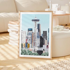 Seattle Watercolor Print, Washington Wall Art, Seattle Skyline Painting, Travel Gift
