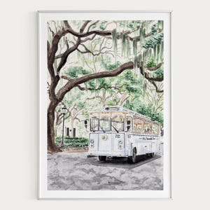 Savannah Watercolor Wall Art, Savannah Painting, Georgia Decor, Savannah Cityscape, Digital Download