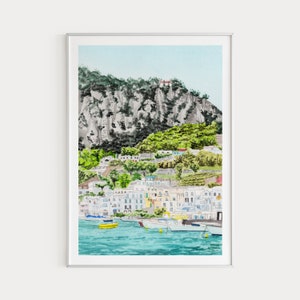 Capri Print, Italy Wall Art, Capri Landscape, Watercolor Print, Italy Decor, Capri Art, Italian Art, Capri Island, Travel Gift, Europe Print