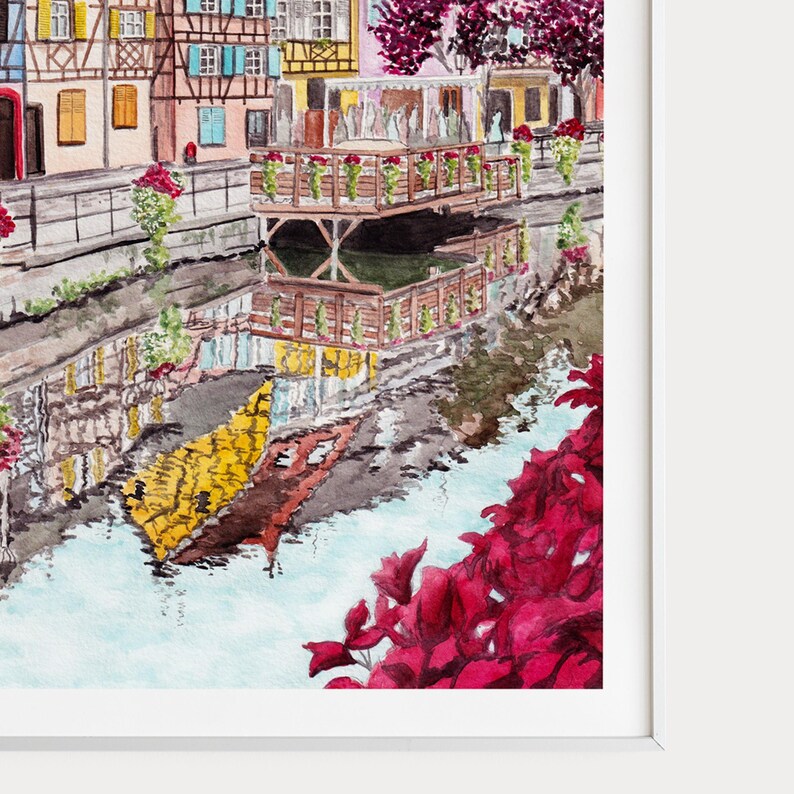 Colmar Watercolor Print, France Wall Art, Alsace French Cityscape Painting (Digital Download) image 3
