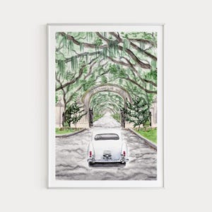 Wormsloe Plantation Print, Savannah Wall Art, Watercolor Print, Georgia Wall Decor, Savannah Cityscape, USA Print, Travel Gift
