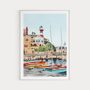 Tel Aviv Print, Watercolor Painting, Tel Aviv Wall Art, Tel Aviv Cityscape, Middle East Art, Tel Aviv Wall Decor, Printable Art, Travel Gift