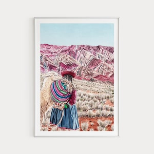 Jujuy Art Print, Argentina Wall Art, Watercolor Painting, Andes Mountains Art, Jujuy Landscape, Jujuy Printable Art, Travel Gift