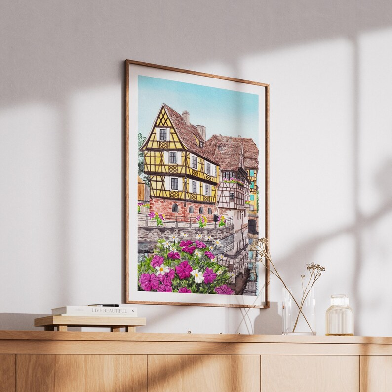 Strasbourg Print, France Wall Art, Watercolor Print, Strasbourg Cityscape Painting, French Decor image 4