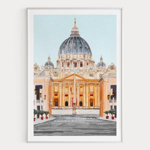 Vatican City Watercolor Print, St. Peter's Basilica, Vatican