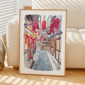 Shinjuku Alley Watercolor Print, Japan Wall Art, Tokyo Cityscape Painting, Japanese Urban Decor image 5