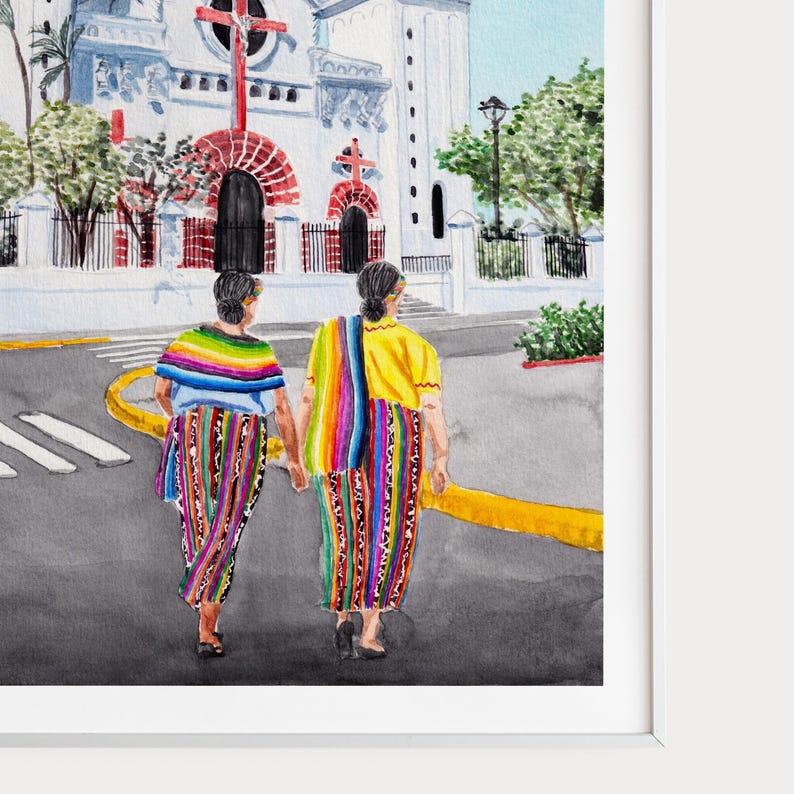 Juayua Watercolor Print, El Salvador Wall Art, Juayua Cityscape Painting, Travel Gift image 3