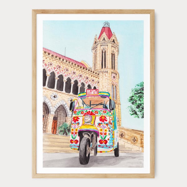 Karachi Watercolor Print, Pakistan Wall Art, Karachi Cityscape Painting, Pakistani Decor, Travel Gift